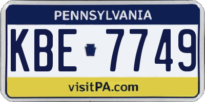 PA license plate KBE7749