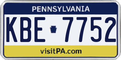 PA license plate KBE7752