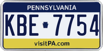 PA license plate KBE7754