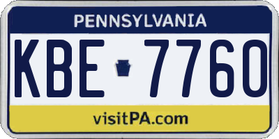 PA license plate KBE7760