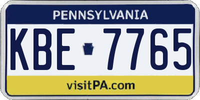 PA license plate KBE7765
