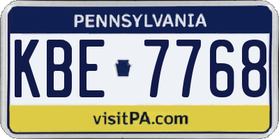 PA license plate KBE7768