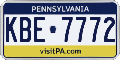 PA license plate KBE7772