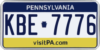 PA license plate KBE7776