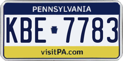 PA license plate KBE7783