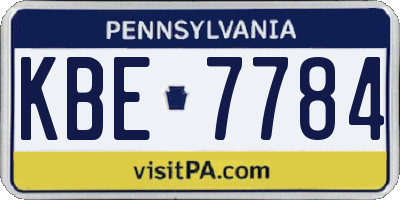 PA license plate KBE7784