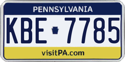 PA license plate KBE7785