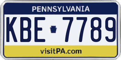 PA license plate KBE7789