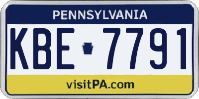 PA license plate KBE7791