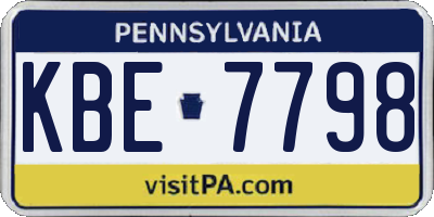 PA license plate KBE7798