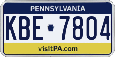 PA license plate KBE7804
