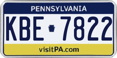 PA license plate KBE7822