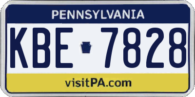 PA license plate KBE7828