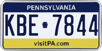 PA license plate KBE7844