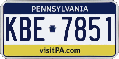 PA license plate KBE7851