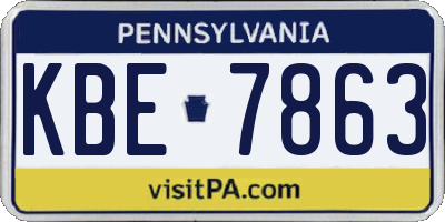 PA license plate KBE7863