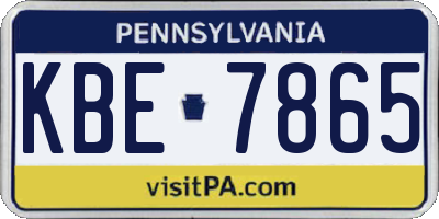 PA license plate KBE7865