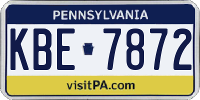 PA license plate KBE7872