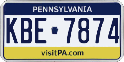 PA license plate KBE7874
