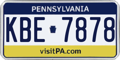 PA license plate KBE7878