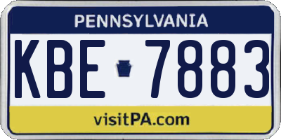 PA license plate KBE7883