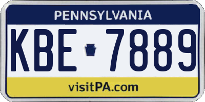 PA license plate KBE7889