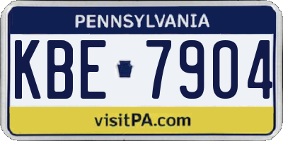 PA license plate KBE7904