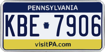 PA license plate KBE7906