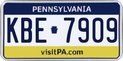 PA license plate KBE7909