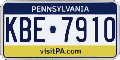 PA license plate KBE7910