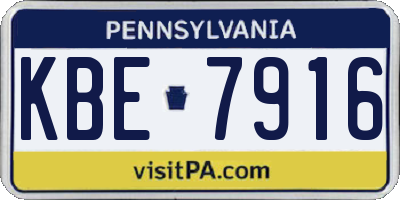PA license plate KBE7916