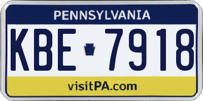 PA license plate KBE7918