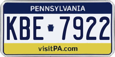PA license plate KBE7922