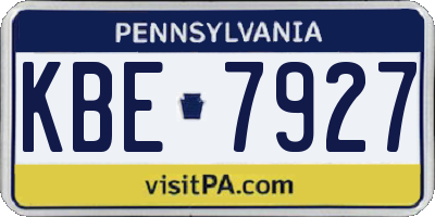 PA license plate KBE7927
