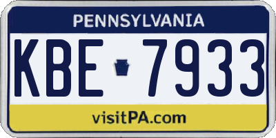 PA license plate KBE7933