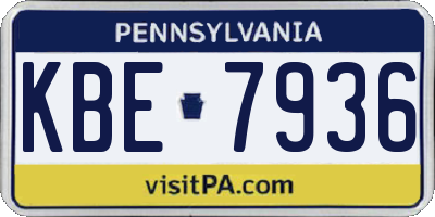 PA license plate KBE7936