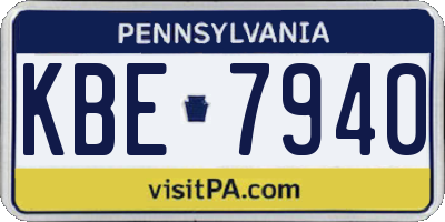 PA license plate KBE7940