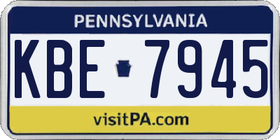 PA license plate KBE7945