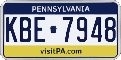 PA license plate KBE7948