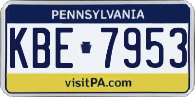 PA license plate KBE7953