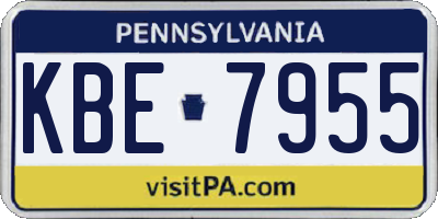 PA license plate KBE7955