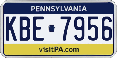 PA license plate KBE7956
