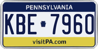 PA license plate KBE7960