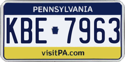PA license plate KBE7963