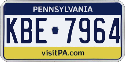 PA license plate KBE7964