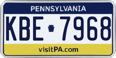 PA license plate KBE7968