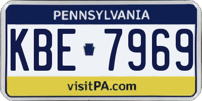 PA license plate KBE7969
