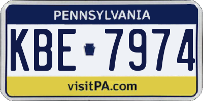 PA license plate KBE7974