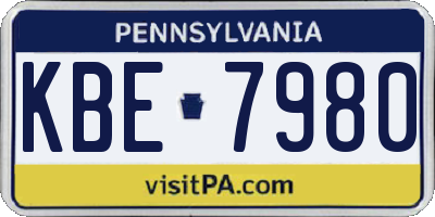 PA license plate KBE7980