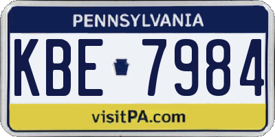 PA license plate KBE7984